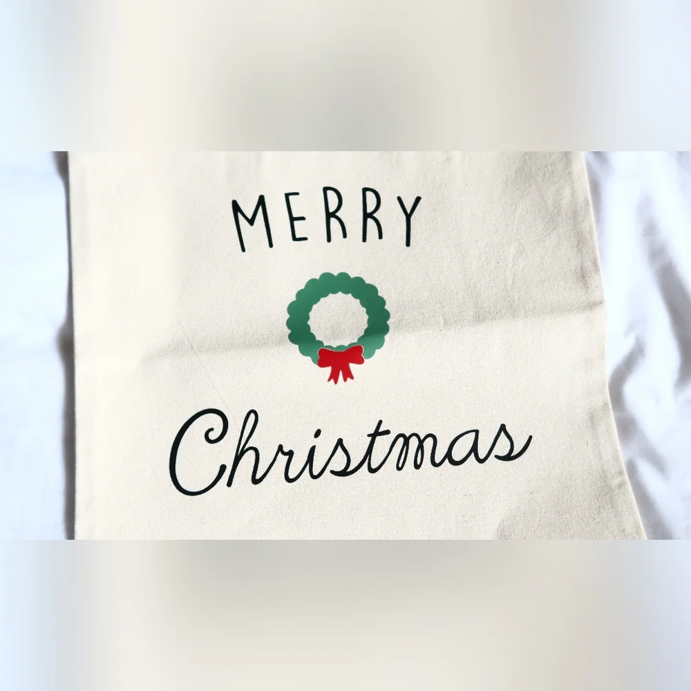 Wreath / Merry Christmas / Tote Bags / Gift Bag / Rae Dunn Inspired / Canvas - Picture 2 of 2